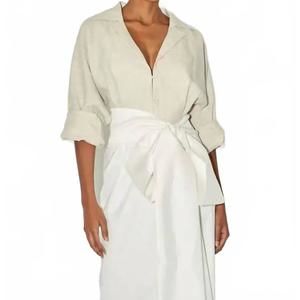 NEW BERNADETTE claire v-neckline maxi dress in rustic beige & ivory